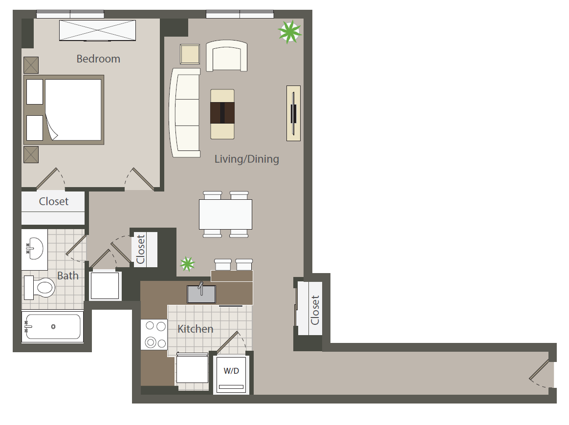 1.1W floor plan
